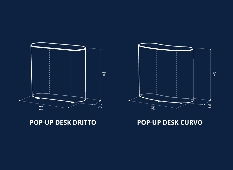 tipi di banchetti promozionali pop-up desk gonfiabili Axion